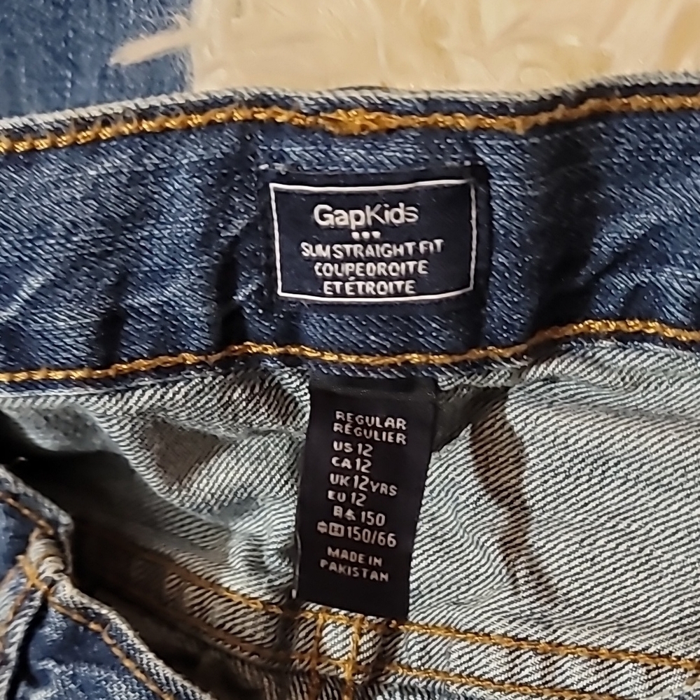 GAP, Kids,Boy's, Denim Jeans, Size 12, Frayed, Patches,slim straight fit - Picture 2 of 10
